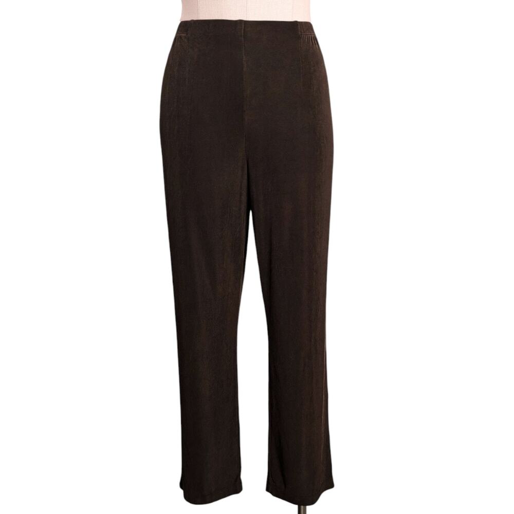 CHICO'S Slinky Pull On Travelers Pants Joggers Work Leisure - Brown 2 Reg Large